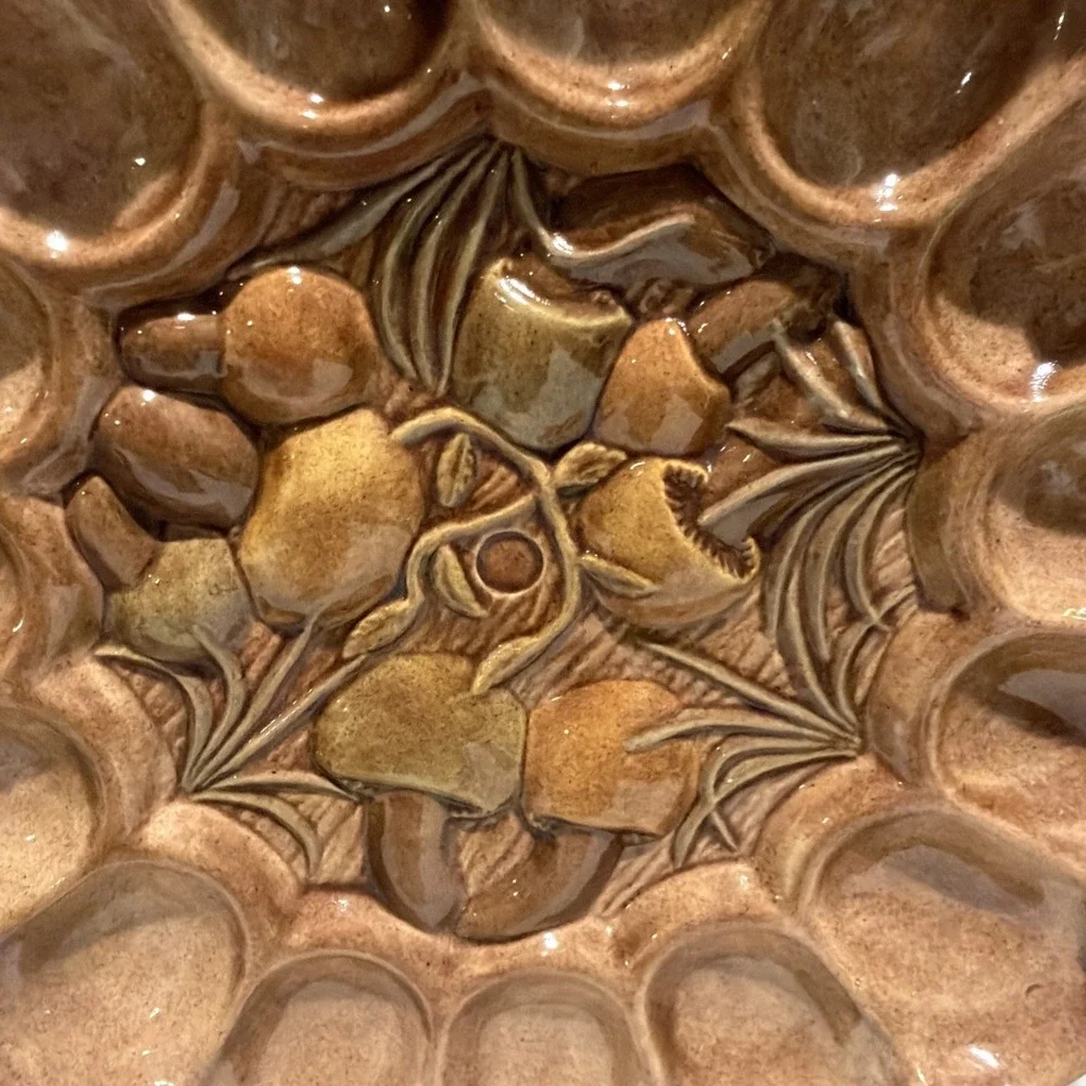 Vtg 1970's Arnels Mushroom Deviled Egg Platter 10.5